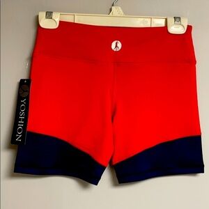 Yoshion athletic workout shorts, red & Navy NEW! W Small, NWT